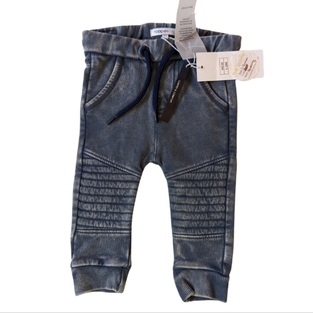 Noppies Baby 1-3 month The Skinny distressed gray faux denim leggings NWT